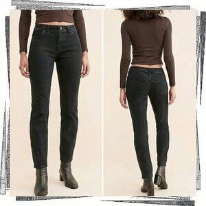 Black Mid Rise Slim Straight Leg Jeans (25) by Free people